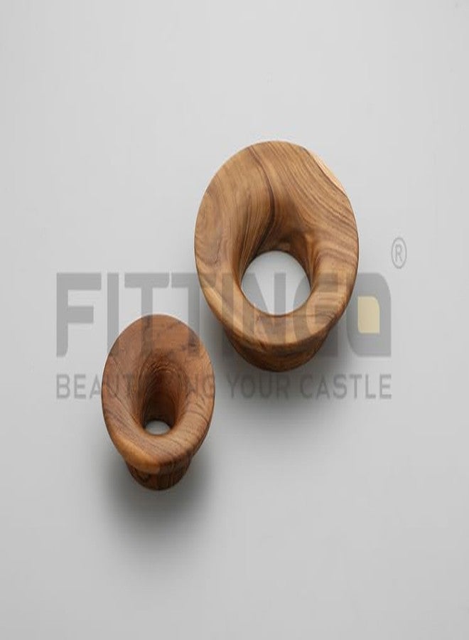 Fittingo Heavy Duty Teakwood Door Handles for Main Door, Cabinet, Wardrobe, Drawer | Round Wooden Pull Push Handle Set Hardware for Home & Office - Pack of 1 (4" x 4") - Image 2